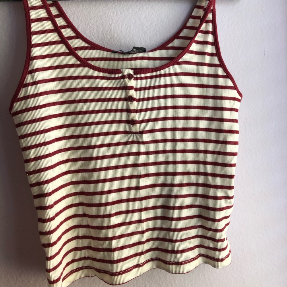 maroon striped tank
